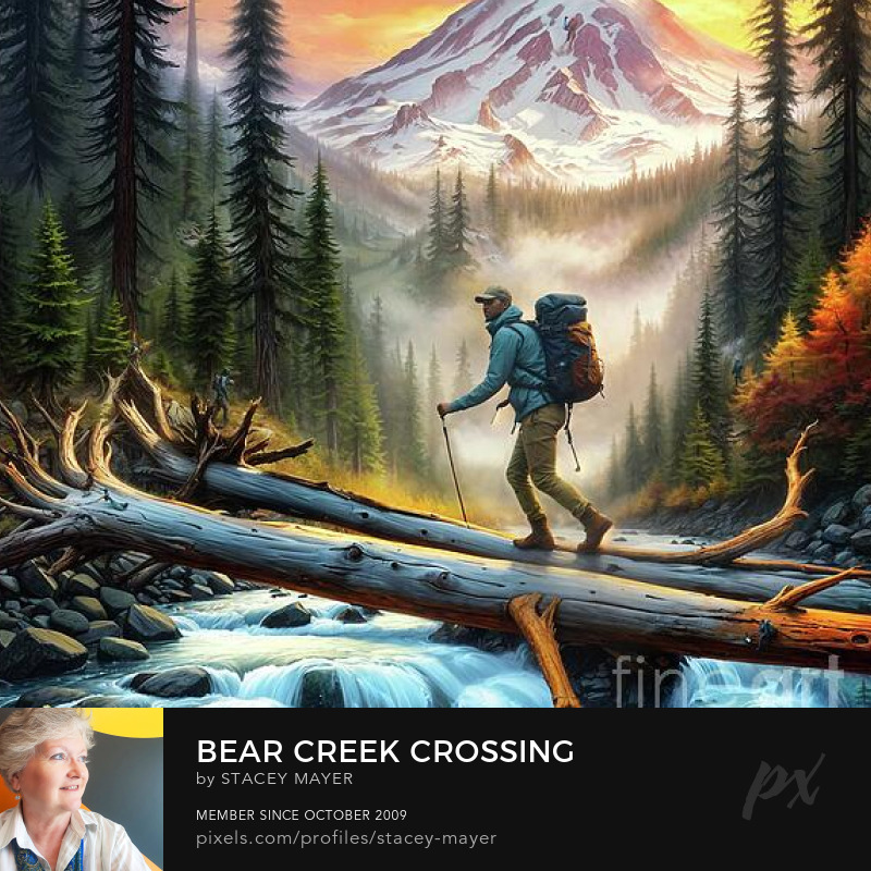 Bear Creek Crossing, digital painting by Stacey Mayer C. 2024