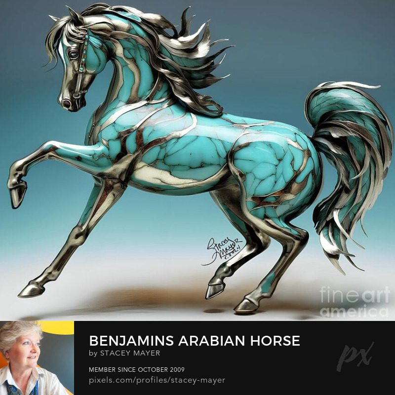 Benjamin's Arabian Horse digital painting by Stacey Mauer C. 2024